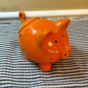 Temptations Orange Polka Dot Pig Jar